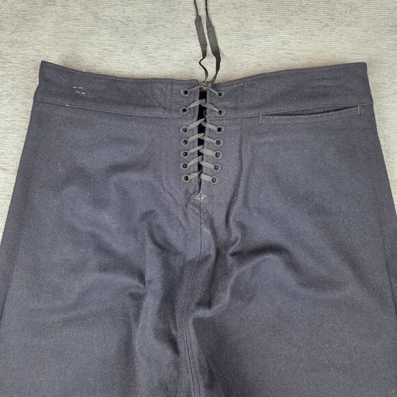 Navy Sailor True Vintage Wool Pants 32 x 28.5 Lace Back Bell Bottom Cracker Jack - Picture 6 of 13